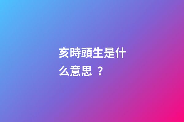 亥時頭生是什么意思？